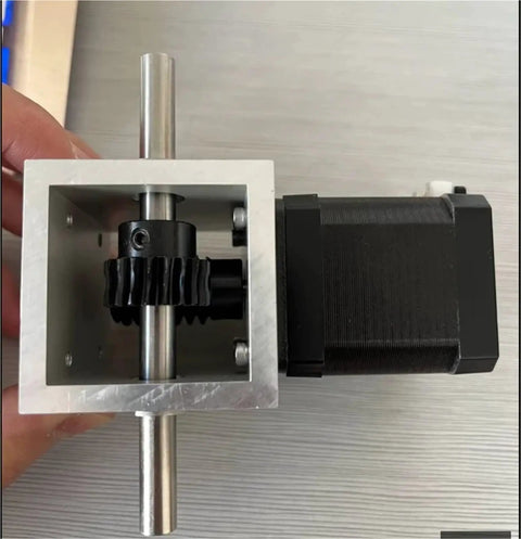 Compact 42 Stepper Motor Packed With An Ultra Quiet Worm Gear Reducer One X Twenty Ratio delivering high torque with alloy housing.