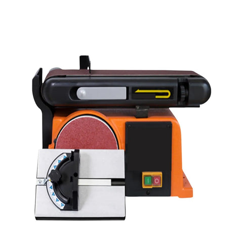 Heavy Duty Variable Pneumatic Belt Sander Combination Bench Grinder Disk with Cast Iron Base for fine sanding and polishing.