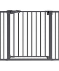 Metal Baby Gate For Doorways And Stairs Extra Wide Fits 29 To 48 Inches Auto Close Walk Through 24 Inch Door black front view
