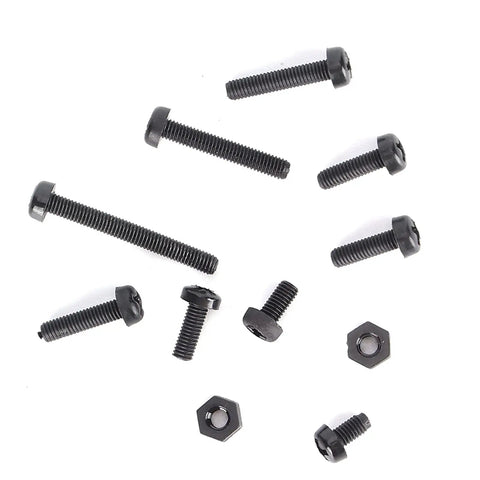 Heavy Duty 160 Piece M3 Nylon Fastener Kit With Non Conductive Hex Socket Screws Nuts And Washers, assorted black screws and nuts.