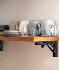 10 Inch Folding Shelf Brackets Set Of 2 Matte Black Heavy Duty Stainless Steel Triangular Design For Tables And Benches