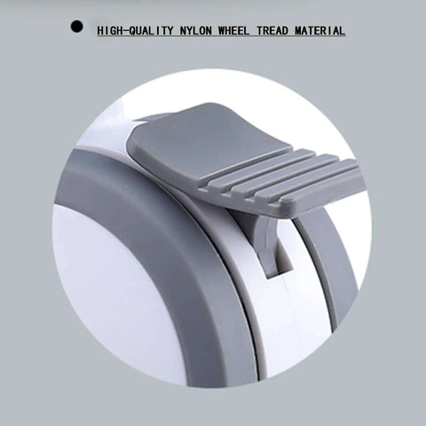 Close-up of 316 Stainless Steel Non Magnetic Rust Proof Universal Double Brake Caster Wheel Set with TPR and brake pedal.