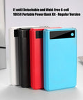 Rugged Six Slot Battery Enclosure With Real Time Digital Display For Portable Road Trips And Campouts Plug And Play Usb Charger Case, features multiple color options.