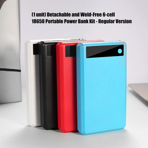 Rugged Six Slot Battery Enclosure With Real Time Digital Display For Portable Road Trips And Campouts Plug And Play Usb Charger Case, features multiple color options.