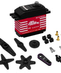 Tough As Nails 40Kg High Torque Digital Servo with accessories showing metal gears and IP68 waterproof housing.