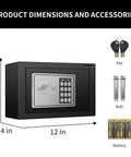 37 Key Cabinet With Sensor Light And Pin Code Keyless Safe For Home Or Office, Wall Mount Key Storage Box With dimensions and accessories