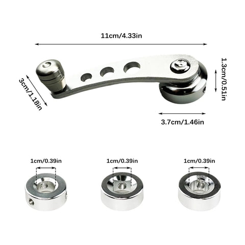 Aluminum Billet Car Window Crank Handle Set 2 Pieces Window Winder Replacement For Classic Cars, includes hex wrench and screws.