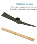 One Piece Forged Heat Treated Cast Iron Adze Hoe And Pick Axe With Double Headed Design detached for storage