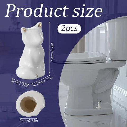 Level Up Your Bathroom Vibe With This Dope Set Of Ceramic Cat Toilet Bolt Covers And Floor Screw Caps Rust Proof Maximalist Accent For Hiding Ugly Base Screws Forever, showing product size with glossy ceramic cat covers.