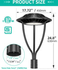LED Post Top Light 60W 48W 36W Adjustable Outdoor Pole Light With Photocell IP65 Waterproof Fixture dimensions and design.