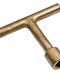 Beefy 3/8 Inch Bed Bolt Wrench With T-Handle For Snug Square Socket Fit, shown in brass for corrosion resistance