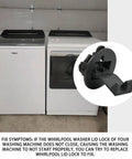 Durable Lid Strike Replacement For Washer Lid Assembly W11091027 W11044611 W11457841 Fits Top Load Washers Black Finish Easy Install No Fuss Solid Closure, black plastic