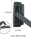 Side view of 108W RGB Wall Washer Outdoor Spotlight With Remote Dope Color Changing Stage Lights For Weddings Parties Patio And Landscape Lighting IP65 Waterproof US 3 Plug showing dimensions and cable with plug