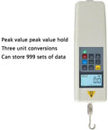 500N To 1000N Test Bench With Digital Force Gauge And LCD Display, Push Pull Tensile Tester With Five Grips For Tension And Compression Tests, Fast Accurate Pro Grade Load Readouts For Lab Use And Industrial Testing. LCD digital force gauge with hook attachment
