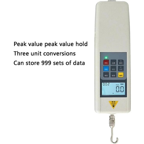 500N To 1000N Test Bench With Digital Force Gauge And LCD Display, Push Pull Tensile Tester With Five Grips For Tension And Compression Tests, Fast Accurate Pro Grade Load Readouts For Lab Use And Industrial Testing. LCD digital force gauge with hook attachment