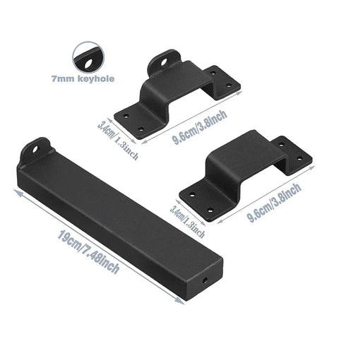 Badass Heavy Duty Carbon Steel Slide Gate Latch Lock With Reinforced Padlock Hole For Fence Shed Barn Yard Security Bolt components with dimensions.