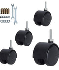 2 Inch Swivel Stem Caster Wheels for Furniture and Shelving, 1/4-20 Thread, 1 Inch Stem, Heavy Duty Go To Durable PP Plastic Castors
