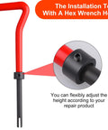 Front view of KUNGJUER M8x1.25 helicoil thread repair kit with hex wrench installation tool, red handle and carry case