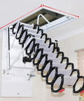 Motorized Electric Attic Ladder With Remote Control Pull Down Stairs, Heavy Duty Carbon Steel Folding Loft Access, No Sweat Setup That Is Super Convenient For Seniors And Fast Home Fixes, 70X120CM in ceiling opening.