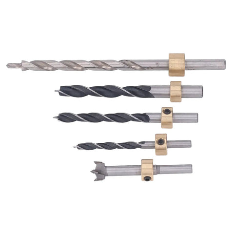 Top Notch 5 Piece Pocket Hole Drill Bit Set Made From High Speed Steel With Adjustable Depth And Three Knife Points For Super Clean Woodworking Holes In Just About Any Project You Got Going On. 5-piece set