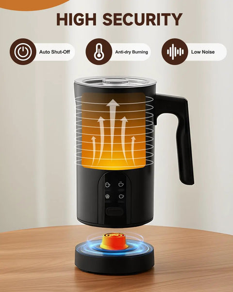 4-In-1 Milk Frother And Steamer With One-Touch LED Controls, 11.8Oz, 350 Ml Capacity, Quick 65-Second Foam, Obsidian Color