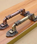 Antique Copper Finish Wood Barn Door Handle Set With Flush Mount Aluminum Alloy Drawer Pull For Cabinets And Doors