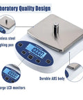 Pro Grade High Precision Lab Scale Balance Digital Analytical Scale 5000g Capacity With 0.01g Readout, stainless steel pan, LCD display