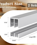 Diagram of the Complete Aluminum Sliding Door Track Kit With Two Upper Tracks And Two Lower Tracks For One Quarter Inch Thick Cabinet Glass Closet Doors And Sliding Windows, 48 Inch Length, Silver Finish, Can Be Cut To Any Length For A Precise Fit, showing dimensions for fitting 1/4 inch thick panels.