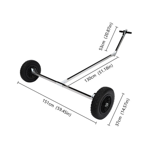 Boat Trailer Dolly Aluminum Alloy For Small Boats Heavy Duty 88 Lb Capacity Trolley With 14.57 Inch PU Wheels dimensions view