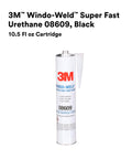 Window Weld Urethane Windshield Adhesive cartridge, 10.5 Fl Oz, black, shown vertically with clear nozzle cap