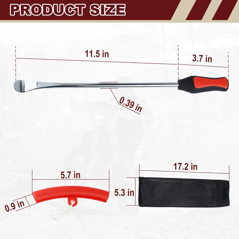 15 Inch Tire Spoon Kit For Motorcycle ATV Bike Mower Tractor with rim protectors, showing dimensions and components