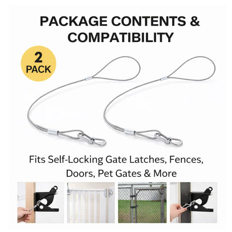 2 Pack Heavy Duty Gate Latch Cables Made From Stainless Steel Rust Proof Gate Opener Cords For Outdoor Wooden Fences Yard And Garden Gates Replacement