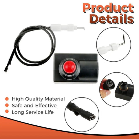 Push Button Ignition Kit For Fire Pit Grill And Gas Burner Spark Generator With Fifteen Point Seven Five Inch Electrode Cable