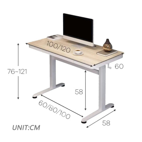 Top Tier Ergonomic Standing Desk With Smooth Crank Lift And Secure Drawer, 120x60cm, adjustable height, modern home office setup.