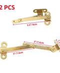 Antique Brass Lid Stay Hinges Left Side Only 2 Pack Gold Finish For Jewelry Boxes And Cabinets Old School Retro Style Lifting Support
