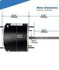 Side view of the Beefy Condenser Blower Motor One Third To One Sixth HP 1075 RPM 208-230V 2A 48Y Frame Replaces ORM5458