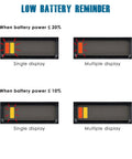 Runleader Lead Acid Battery Monitor DC 36V display showing low battery alerts for 20% and 10% power levels.