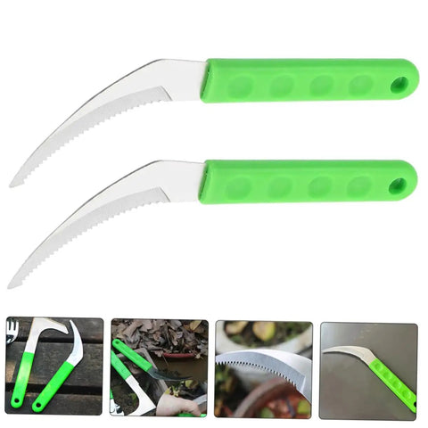 Two Pack Serrated Gardening Mowing Tool With Steel Sickle Handles Manual Weeder for Harvesting and Weeding in garden settings