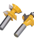 Heavy Duty Tongue Groove Router Bit 1/2 Inch Shank Two Flute Carbide Woodworking Cutter with yellow design for precise cutting.