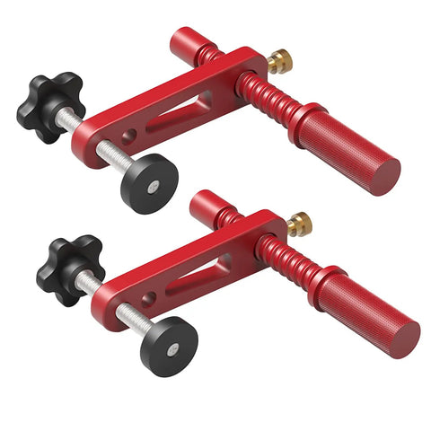 Two Pack Adjustable Bench Dog Clamps For Woodworking, sturdy hold down clamps, CNC machined aluminum, fits 3/4 inch dog holes