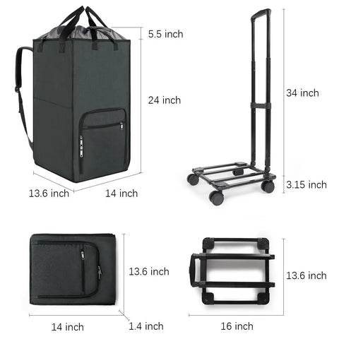 Big Ol 90L Rolling Laundry Backpack With Wheels 3 In 1 Freestanding Laundry Basket And Collapsible Hamper dimensions and features