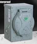 30 Amp Generator Power Inlet Box NEMA L5-30P For Outdoor Receptacle Weatherproof With Indicator Light ETL Listed Up To 3750W Running Watts At 125 Volt, showing water resistance.