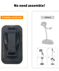 Universal Barcode Scanner Stand With Adjustable Angle And Height Foldable Hands Free Holder For Point Of Sale And Warehouse Ready To Use No Assembly Portable Ideal For Supermarkets Libraries And Stores with foldable design shown.