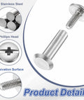 Kickass M3x4mm Chicago Screws 30 Piece Set Rust Resistant Stainless Steel Binding Post Rivets showing silver Phillips head screws.