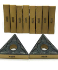 10 Pack Pro Grade Carbide Inserts TNMG220404 TNMG220408 PM4225 for CNC lathes, triangle shape, durable, steel and aluminum turning.