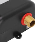 Close-up of brass port on Compact Electric Under Sink Water Heater for tankless hot water delivery.