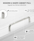 U Shaped Stainless Steel Cabinet Pull Handle For Kitchen Drawers And Closets With Ergonomic Grip, Sleek Silver Finish