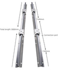 Four 1500mm SBR20 Linear Rails Kit With Eight SBR20UU Blocks For CNC Machines And 3D Printers Built Tough With Fully Supported Ball Bearing Guide Rails Includes Dowels And Hardware displayed.