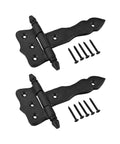 Pack Of 2 5 Inch Black Wrought Iron Shed Door Hinges Antique Style Flush Mount Cast Iron Barn Door Hardware With Mounting Screws