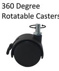 Four Pack One Point Five Inch M8 Threaded Stem Nylon Swivel Caster Wheels With Locking Brakes, close-up view of single caster